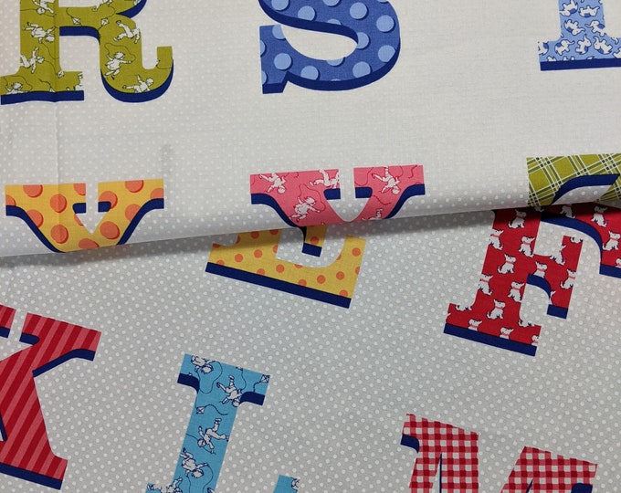 ABC Fabric, Alphabet Fabric, Fabric by the Yard, Quilt, Cotton Fabric ...