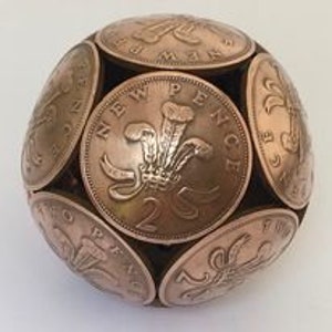 British Bronze 1p or 2p Coin Ball