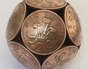 British Bronze 1p or 2p Coin Ball