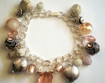 Beige, Tan, and Gold Beaded Bracelet