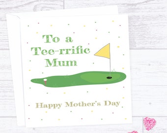 Golf Mother's Day card - Personalised Mother's Day card for golfer mum