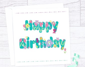 Personalised flowery birthday card - personalised floral card