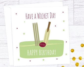 Tarjeta de cumpleaños de Cricket - tener un cumpleaños wicket