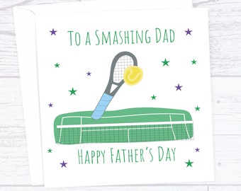 Father's day card - Personalised Tennis Father's day card - Tennis Father's Day - smashing father's day card - tennis fan father's day card