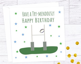 Rugby birthday card - have an tremendous birthday - card for Rugby player rugby fan