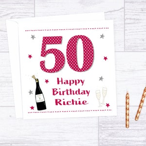 50th Birthday card personalised 50th birthday card age card for friend age card for relative Bild 1