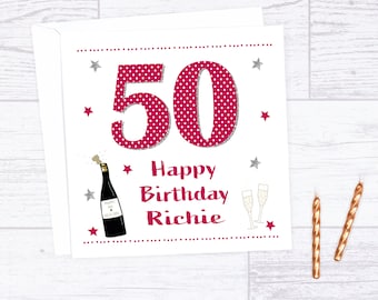 50th Birthday card - personalised 50th birthday card - age card for friend - age card for relative
