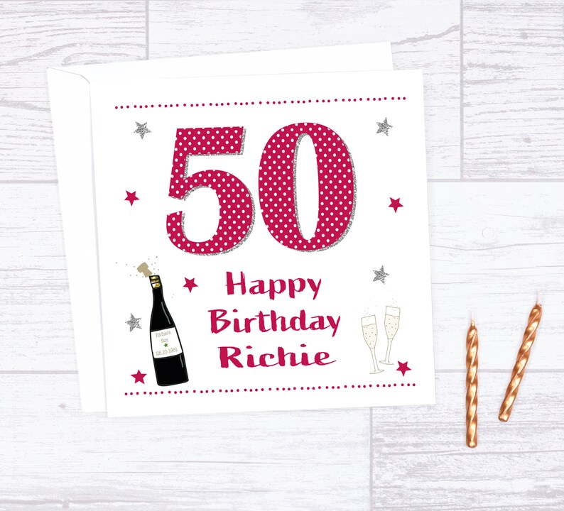 50th Birthday card personalised 50th birthday card age card for friend age card for relative Bild 1