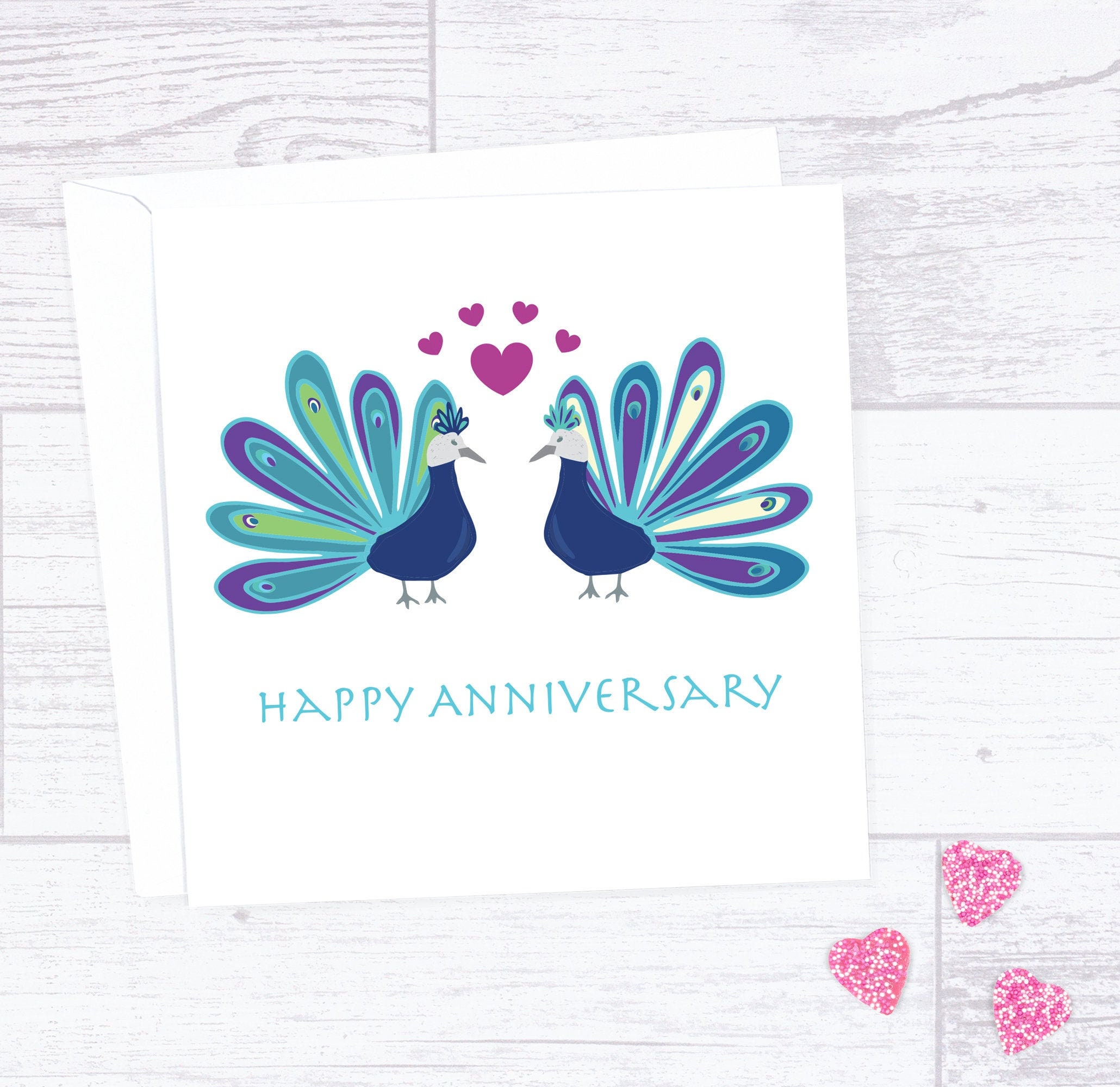 Peacock Happy Anniversary greeting card Etsy