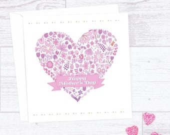 Best Mum Heart Mother's day card - flowers mother's day card