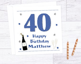 40th Birthday card - personalised 40th birthday card - female birthday card - champagne birthday age card - personalised age birthday card