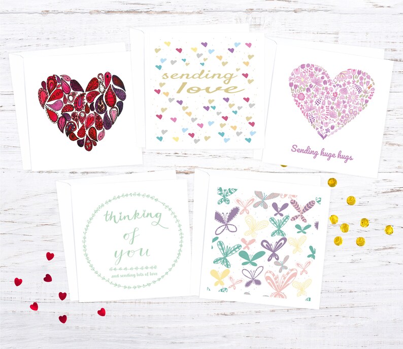 Thinking of You Card Pack - Sending Love - Sending Huge Hugs - Etsy UK