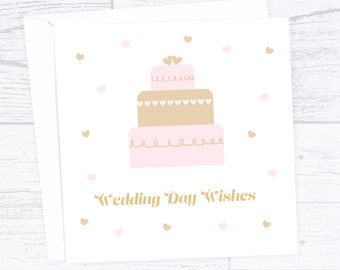 Wedding day wishes card - wedding cake card