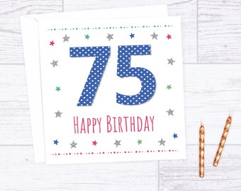 75th Birthday card - personalised age birthday card - age card for male - age card for man - 75th card