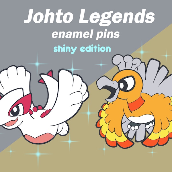 Pokemon Johto Legends Shiny Lugia Ho-Oh Hard Enamel Pin Gold & Silver