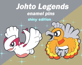 Pokemon Johto Legends Shiny Lugia Ho-oh Hard Enamel Pin Gold
