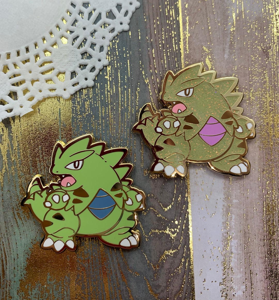 Pokemon Tyranitar Hard Enamel Pin Heart Gold Soul Silver - Etsy