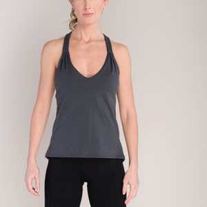 Womens Bra Tank Top Natural Breathable Merino Jersey in Gray by Vielet Performance Merino image 3