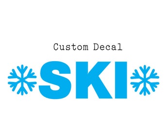 Ski Decal, Car Decal, Snow Ski Sticker, Laptop Ski Decal, Glass Decal, Mirror Decal, Snowflake Decal, Choose your color and size!