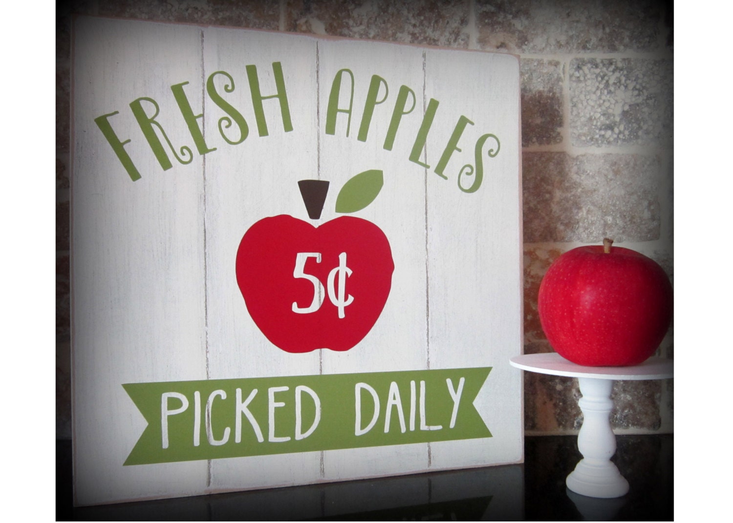 Fresh Apples Picked Daily Apple Sign Farmhouse Sign Kitchen Etsy