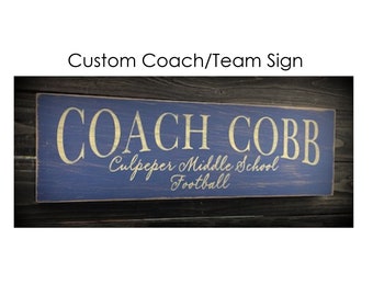 Custom Coach Sign, Coach Gift, Sports Team Sign, Vintage Sign, Cross Country, Football, Baseball, Softball, Track, Volleyball, Basketball