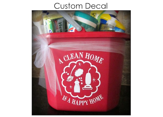 Retro Cleaning Bucket Label, A Clean Home is a Happy Home Label, Bucket  Decal, Cleaning Supplies, Bridal Shower Gift, Cleaning Sign Decal 