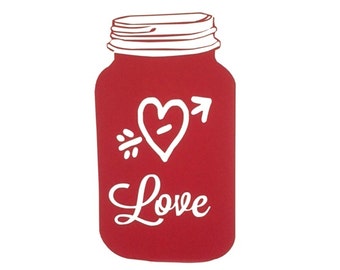DIY Mason Jar DECAL, Love Mason Jar Decal, Love Decal, Valentine Decal, Heart Mason Jar, Valentine's Decor, Farmhouse Decal, Color Choice!