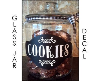 DIY Cookie Jar DECAL, Cookies Label, Mercantile Decal, Cookie Jar, Hot Cocoa Decal, Scalloped Vintage Label, Candies Decal, Biscotti, Treats