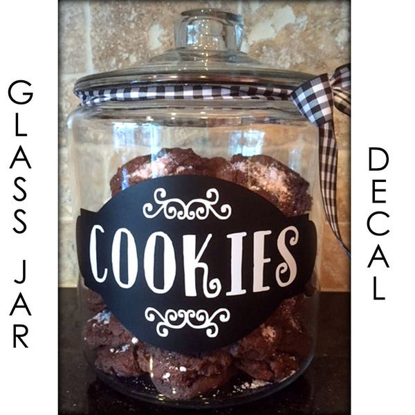 DIY Cookie Jar DECAL, Cookies Label, Mercantile Decal, Cookie Jar, Hot Cocoa Decal, Scalloped Vintage Label, Candies Decal, Biscotti, Treats