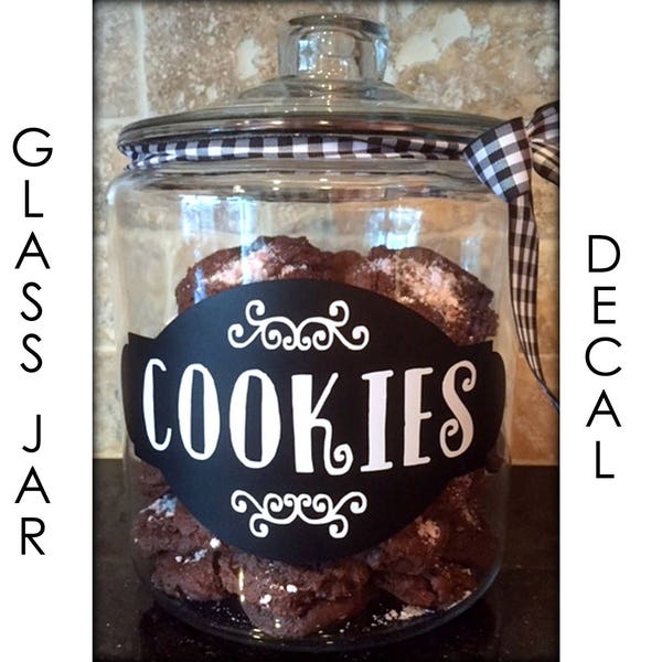 Scalloped Cookie Jar Decal: Vintage Mercantile Label