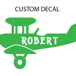 Airplane Decal with Name, Nursery Decal, Airplane Decor, Wall Decal, Glass Decal, Custom Decal, Children's Decal, Baby Boy Decal