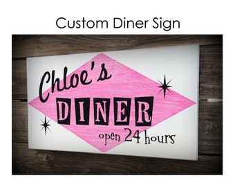 Custom Diner Sign - Retro Diner - Moms Diner Sign - Diner Decor - Vintage Kitchen Decor - Chef Sign - Wedding Gift - 1950s Diner Bistro