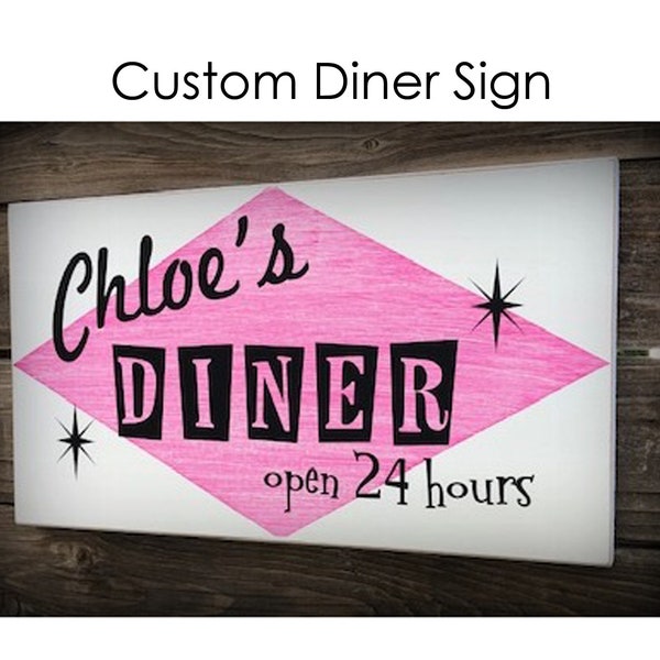 Custom Diner Sign - Retro Diner - Moms Diner Sign - Diner Decor - Vintage Kitchen Decor - Chef Sign - Wedding Gift - 1950s Diner Bistro