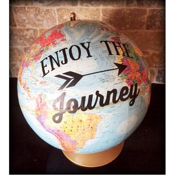 Enjoy the Journey Decal, Globe Decal, Laptop Decal, Wall Decal, Glass Decal, DIY Decal, Travel Quote, Travel Decal, Epsteam, Globe Decor