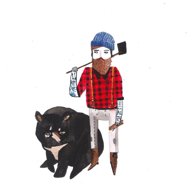 SALE// Lumberjack with Black Bear