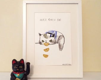 Super Gyoza Cat Original Illustration
