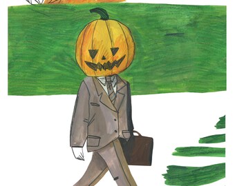 Pumpkin head print