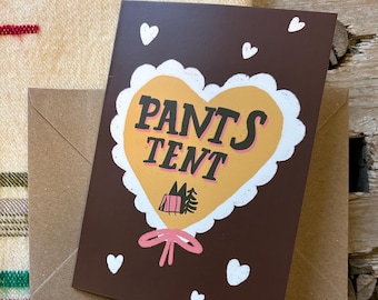Pants tent card