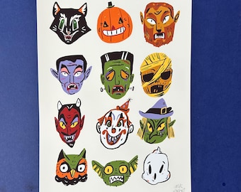 NEW// Halloween masks print