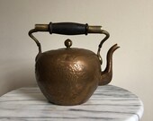 vintage boho brass and copper Chinese teapot