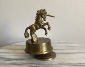 vintage brass unicorn music box