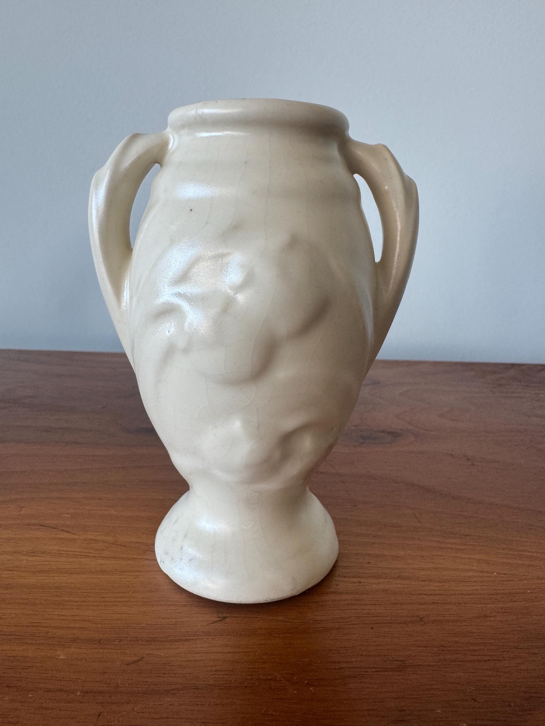 釉薬が美しい花器、美品 ヴィンテージの白いひび割れた釉薬の壷型の花瓶 - Etsy 日本