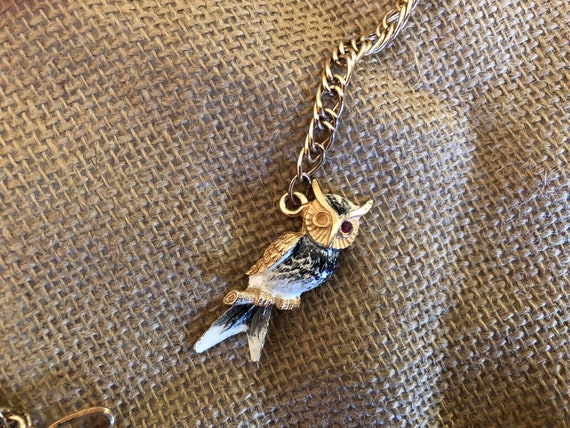 Amazing vintage owl belt gold tone metal chain en… - image 7