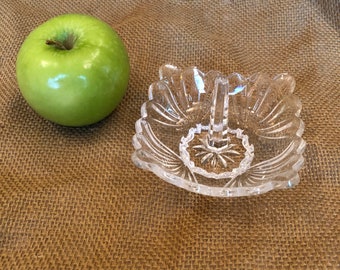 Elegant vintage crystal glass ring dish