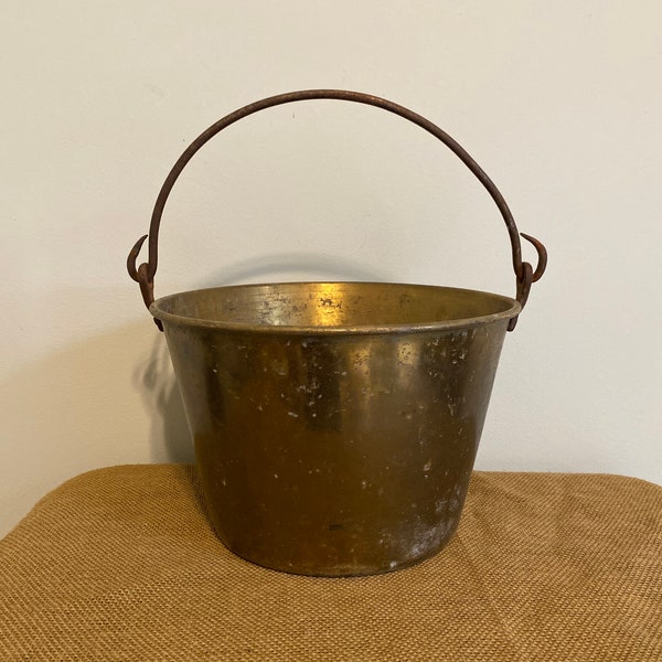 Antique brass bucket for farmhouse or cottage chic decor