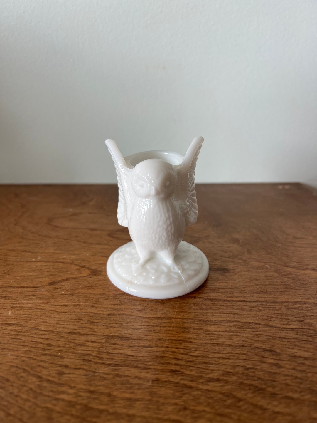Vintage Milk Glass Owl Toothpick Holder Westmoreland Glass Etsy