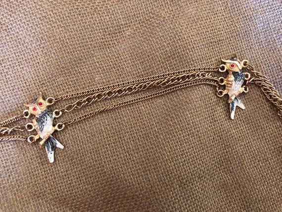 Amazing vintage owl belt gold tone metal chain en… - image 5