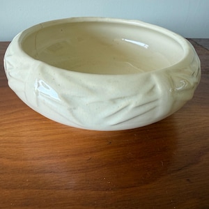 Vintage white McCoy Pottery shallow bulb bowl or succulent planter