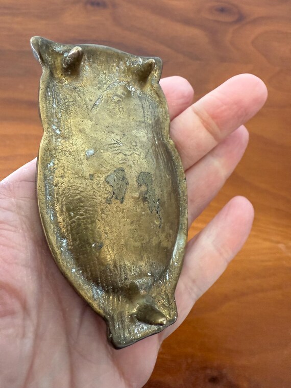 vintage solid brass owl ring dish - image 5