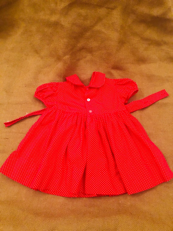 vintage baby girls red short sleeved polka dot dr… - image 4